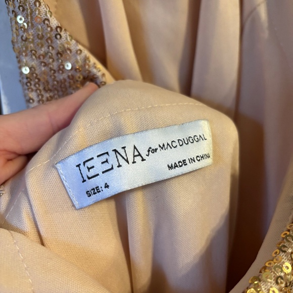 Mac Duggal Gold Sequins Halter Dress Backless Belted Maxi Formal Long Size 4 - Picture 7 of 7